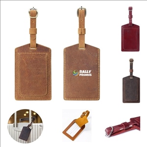 Leather Luggage Tag with Adjustable Strap
